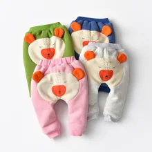 Зимние Утепленные штаны из хлопка и бархата для маленьких мальчиков и девочек повседневные штаны для новорожденных теплая одежда, штаны детские длинные штаны ETWT-8035