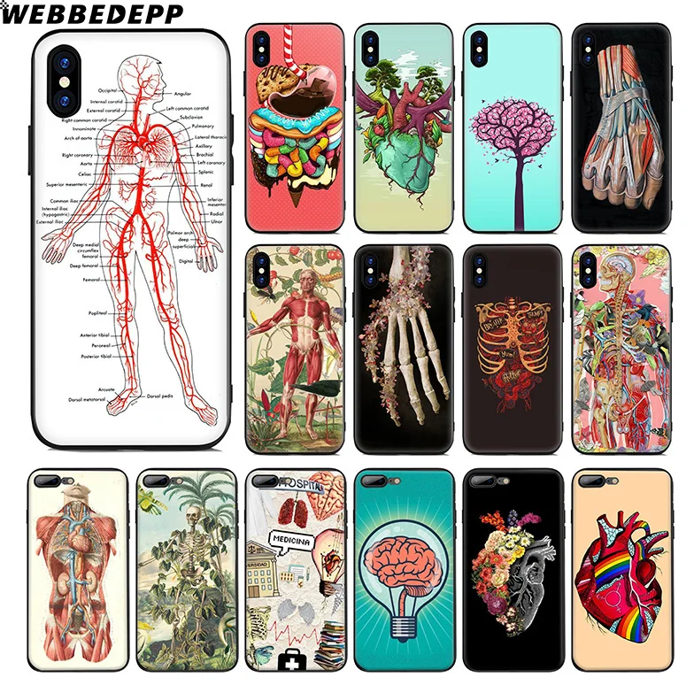 

WEBBEDEPP Medical Human Organs Soft Silicone Case for Apple iPhone 11 Pro Xr Xs Max X or 10 8 7 6 6S Plus 5 5S SE TPU