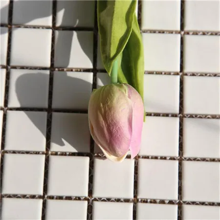 5 шт. 35 см Искусственный тюльпан цветок ложная ручная работа цветок из текстиля голова тюльпан ветка с зеленым листом свадебный цветок тюльпана букет# B5 - Цвет: purple