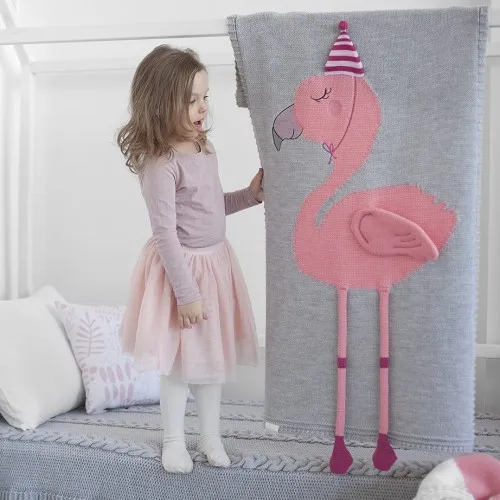 Ins новорожденных вязаное одеяло s Nordic Фламинго кроватки пеленать обёрточная бумага хлопковое муслиновое одеяло Детская комната Декор