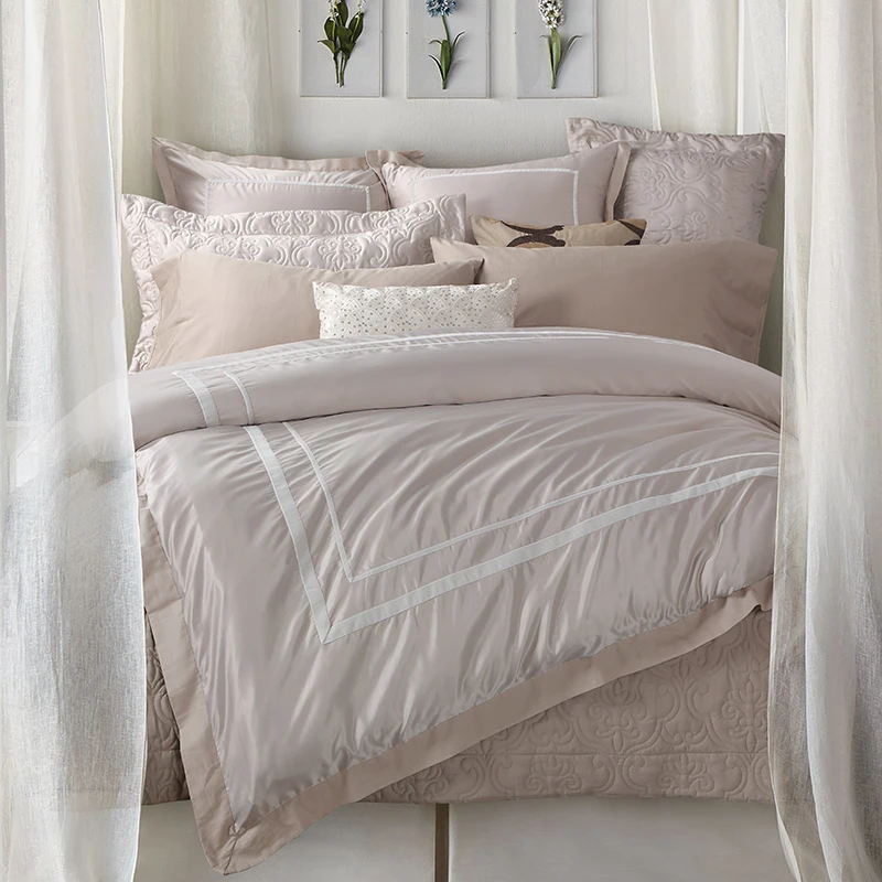 luxury bedding set European embroidery washed silk bedding set 6 pieces