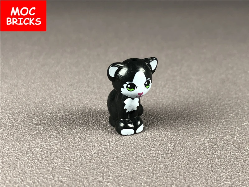 5 шт./лот кирпичи MOC с животными белые и черные кубики для маленьких кошек