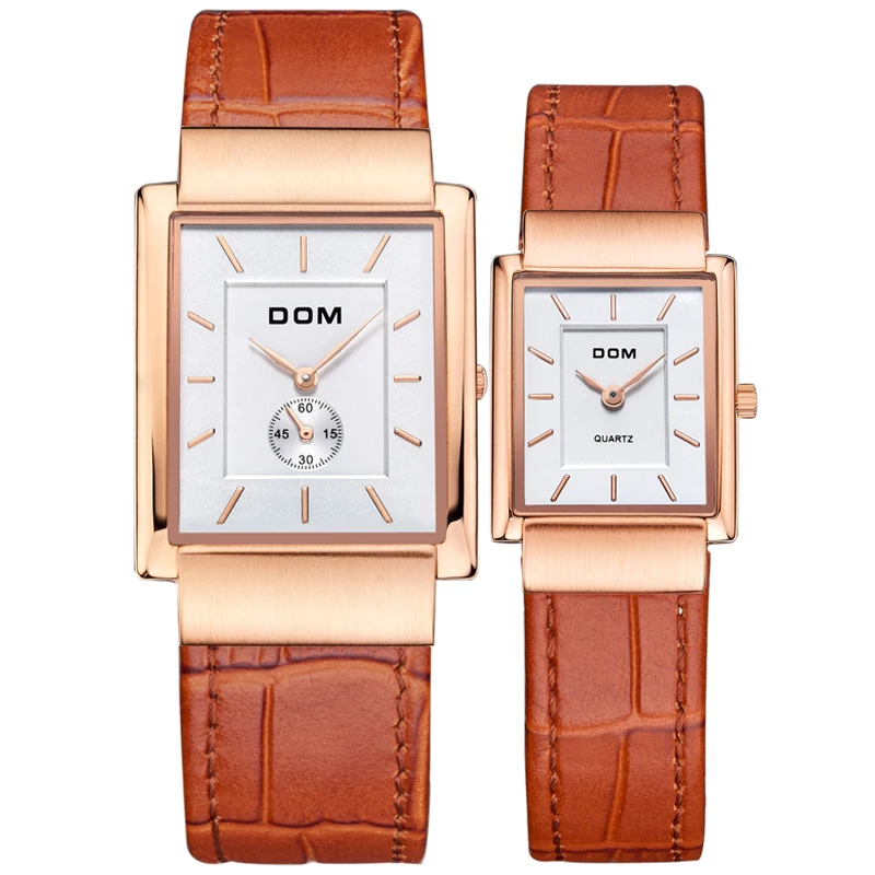 DOM 2016 Men Authentic Quartz Watch Fashion Personality Waterproof Hollow Watch Leather Belt Casual Wristwatch