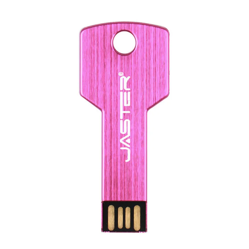 JASTER Металлический Ключ форма USB флэш-накопитель карта памяти брелок Флешка 4 ГБ 8 ГБ 16 ГБ 32 ГБ 64 ГБ U диск подарок(более 10 шт. бесплатный логотип - Цвет: Pink