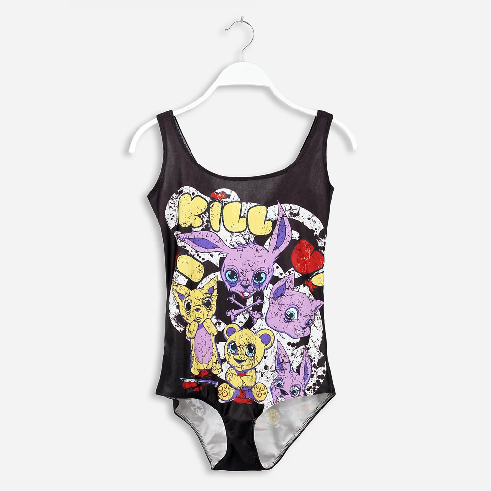 Baru 2015 Musim Panas Busana Punk Keren Kelinci Kartun Beruang Cetak