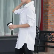 Женская белая блузка в стиле бойфренда с длинным рукавом, рубашка большого размера, модные хлопковые топы с воротником, повседневные свободные рубашки