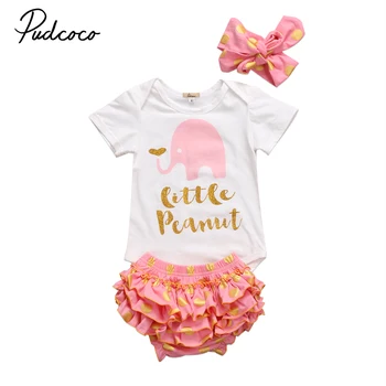 

PUDCOCO Newest Hot 0-2T Baby Girl Clothes Cotton Rompers+ Polka Dot Shorts+Headband Sequin Skorts Summer Cute Outfits 0-24M