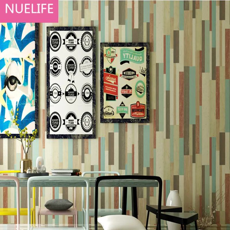 

0.53x10m Retro Nostalgic Box Old Wooden Pattern Board Wallpaper Bar Cafe Living Room Bedroom Wall Striped Wallpaper