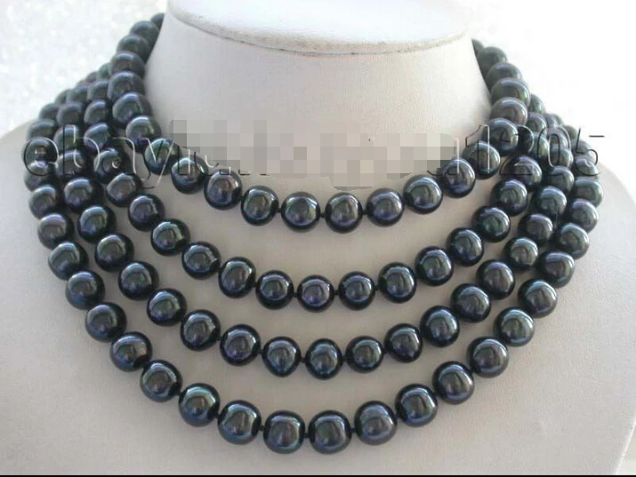 

******** Longest 65" Genuine Natural 11mm Black Round Pearl Necklace #f1544!