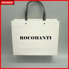 100X печать логотипов под заказ заклепки бумажные сумки многоразового использования для покупок бумажные сумки с черной пластиковой ручкой новое поступление