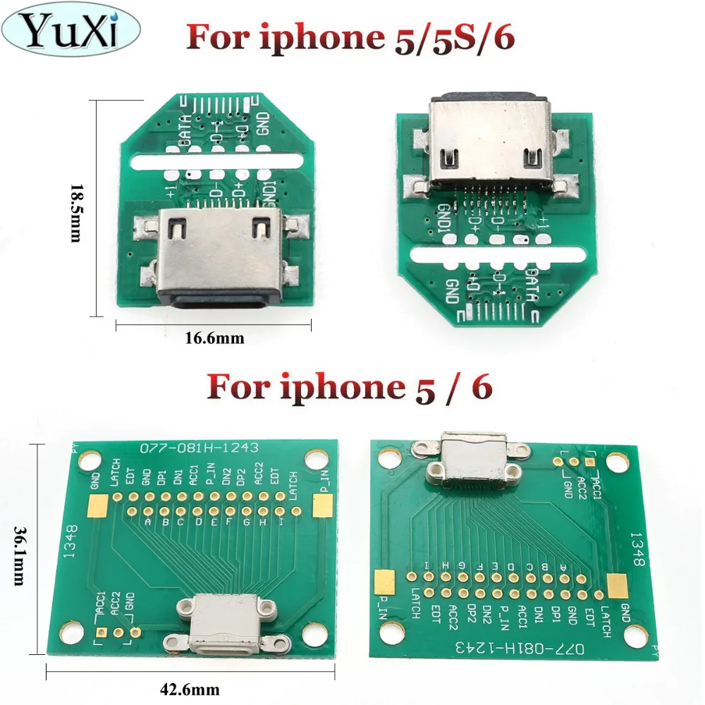

YuXi Charging Dock Flex Tester Repair Micro USB PCB Test Board for iPhone 5 5S 6 With PCB Board female connector