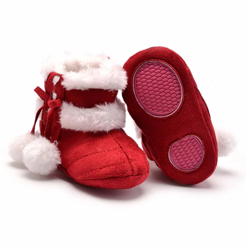 Зима девочек Мягкие плюшевые пинетки для малышей Нескользящие зимние ботинки теплые красивые зимние ботинки для маленьких девочек