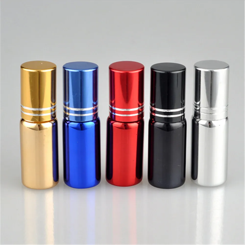 

5ml Travel Convenient Refillable Bottle Metal Roller Essential Oil Roll-on Glass Perfume Bottle Easy To Take New