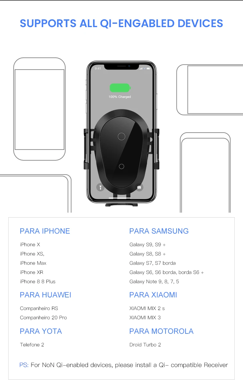 ESVNE автомобильное беспроводное зарядное устройство для iphone 8 X XS XR samsung xiaomi qi Беспроводная автомобильная зарядка в автомобильный держатель для телефона