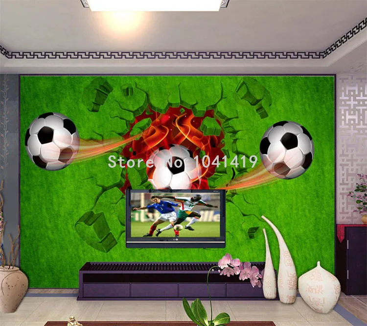 Фото обои современные 3D стерео футбол ЗЕЛЕНАЯ ЛУЖАЙКА Фреска гостиная детская комната Домашний декор Экологичные водонепроницаемые обои
