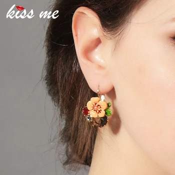 

Ms Fashion Major Suit Joker Enamel Flowers Color Focus Piercing Earrings Factory Wholesale Drop Earrings for Women