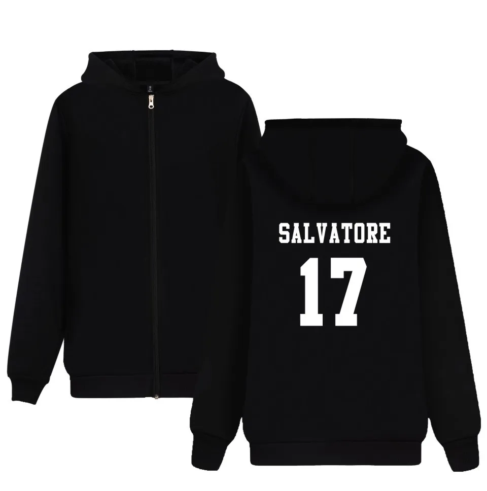 

Salvatore 17 Vampire Diaries Mystic Falls Timberwolves Zipper Hoodie Men/Women Harajuku Casual Hoodie Sweatshirt Brand Clothing