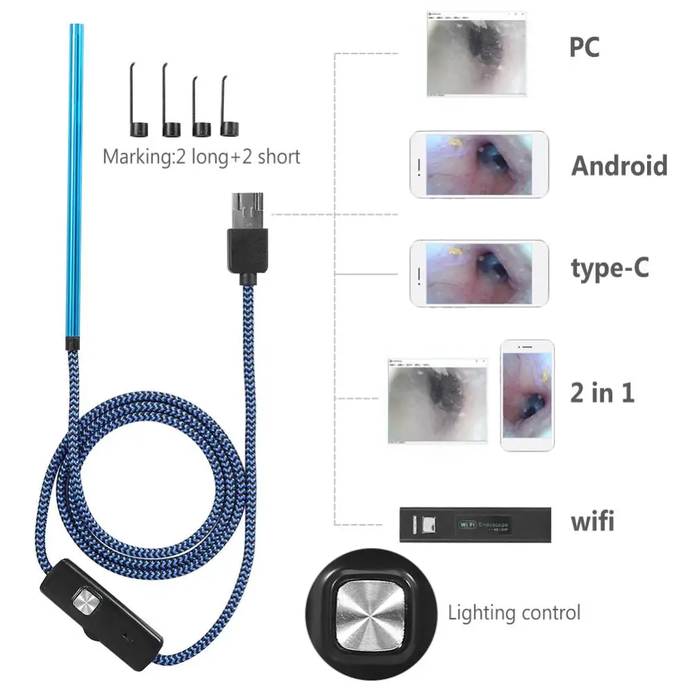 LED Otoscope Ear Scope Ear Cleaner USB Visual Earpick Endoscope HD