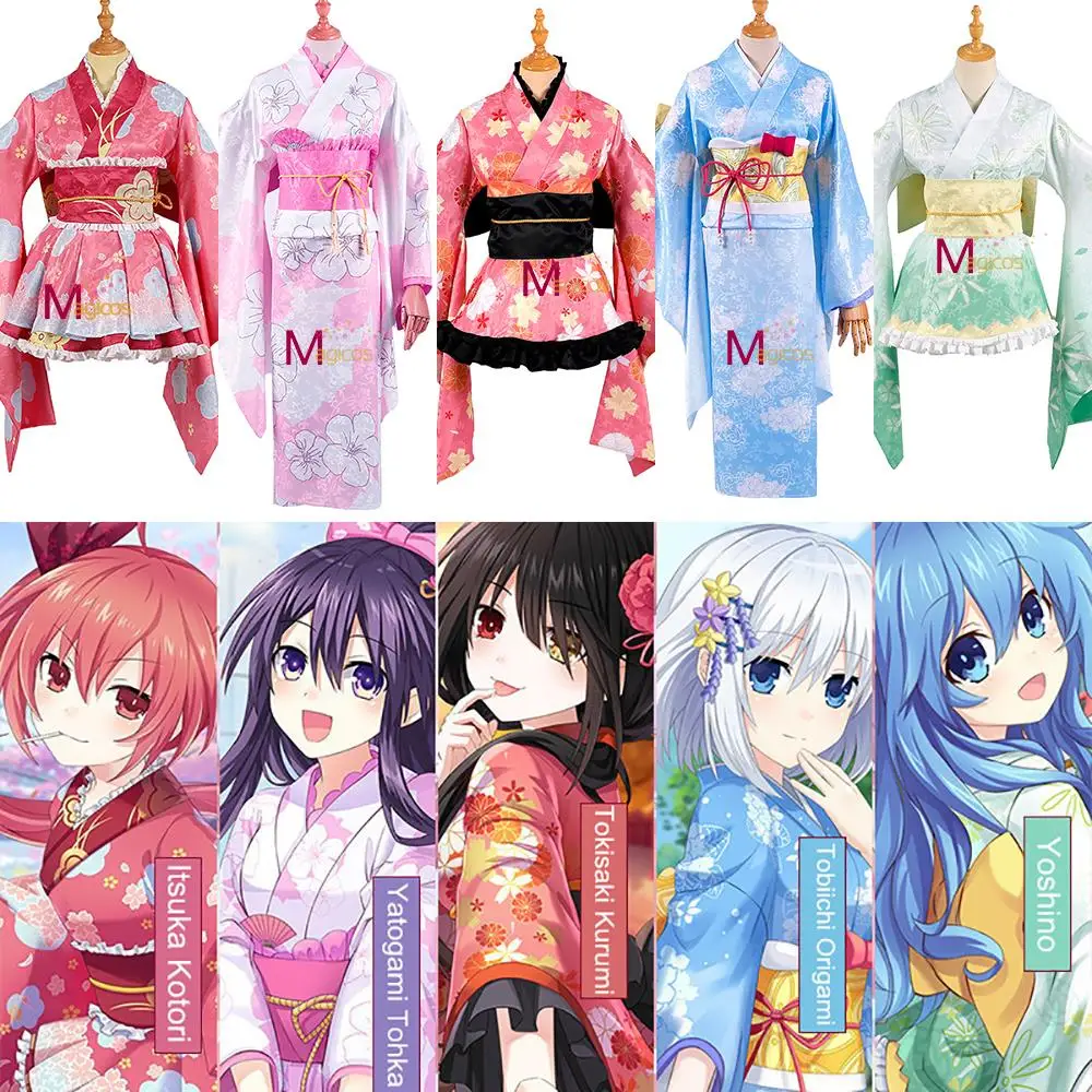 Аниме Дата живой токисаки Куруми Efreet Itsuka Kotori Tobiichi оригами Yatogami tohka кимоно юката костюмы для косплея