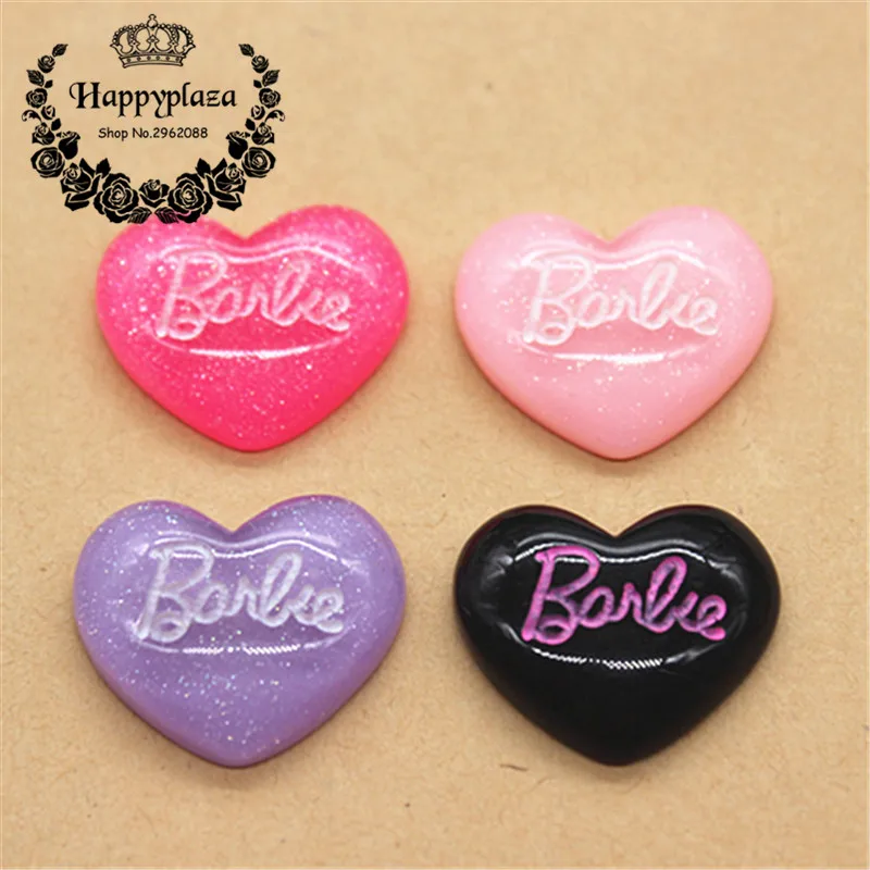 

10pcs Kawaii Resin Glitter Heart Flatback Cabochon Miniature Art Supply Decoration Charm Craft DIY,20*24mm