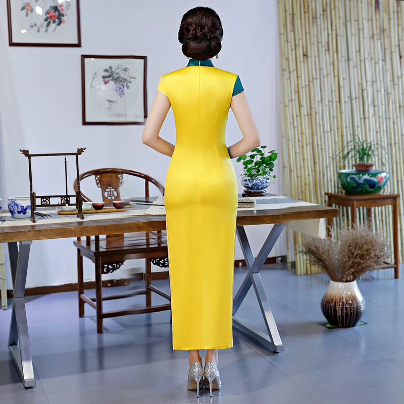 2018 Летнее Длинное платье Cheongsam новинка в китайском стиле женское из