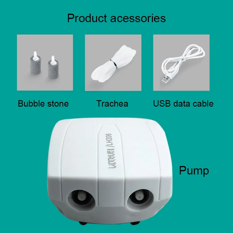 Аквариумный воздушный насос с фильтром Ультра тихий USB перезаряжаемый