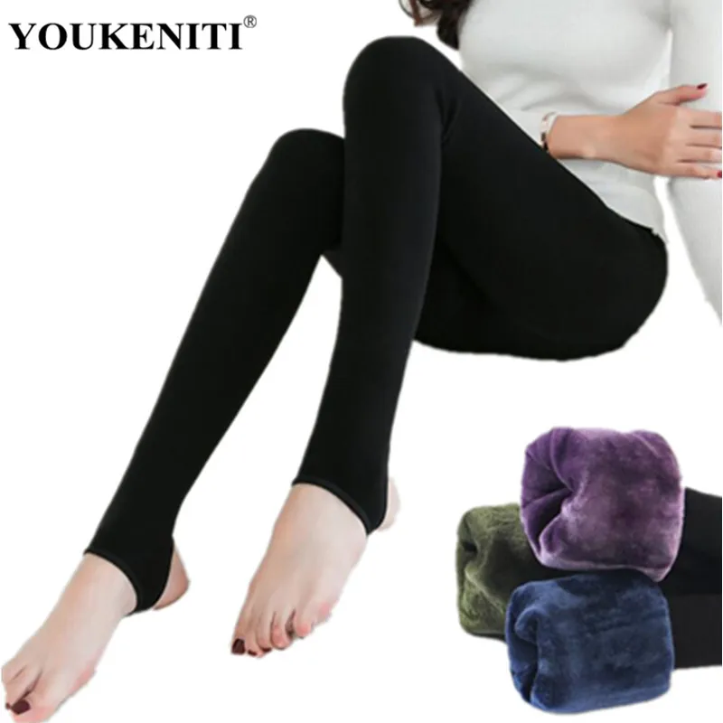 YOUKENITI New Winter Plus Velvet Thickening Woman Pants High Quality Waist Thick Legins Elasticity Fitness Women's Leggings | Женская