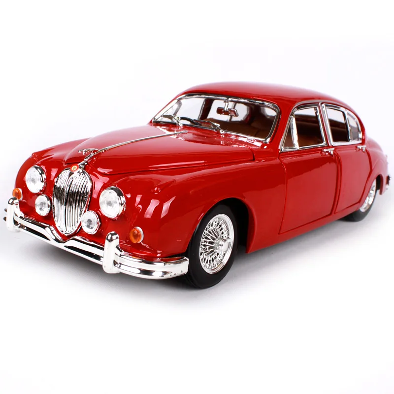 Bburago 1:18 1959 jaguar mark 2 red car diecast open doors classic car model motorcar old version for collecting 12009