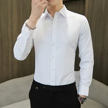 Мужская модельная рубашка модная однотонная мужская рубашка с длинным рукавом универсальная простая деловая официальная одежда camisas hombre manga larga размера плюс