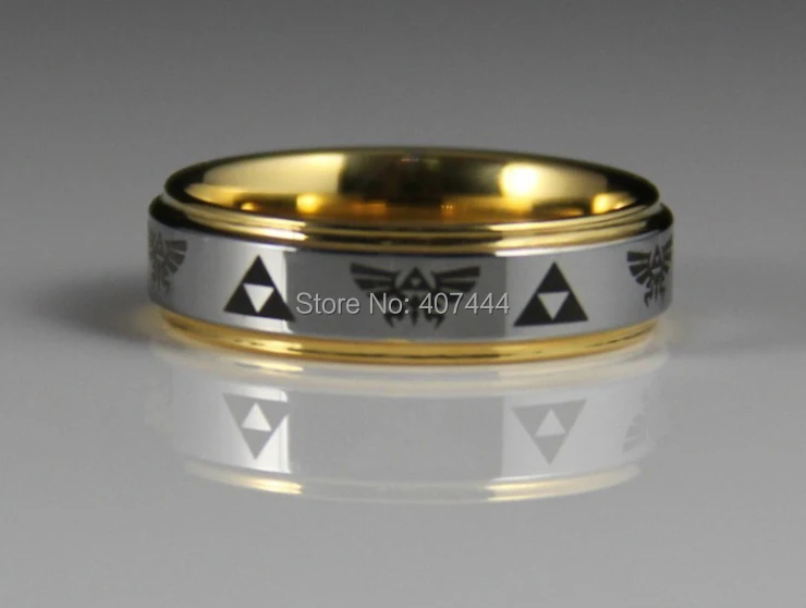 ygk jewelry 6mm gold color steps silver top legend of zelda mens tungsten wedding rings - Zelda Wedding Ring ygk jewelry 6mm gold color steps silver top legend of zelda mens tungsten wedding rings - Zelda Wedding Ring