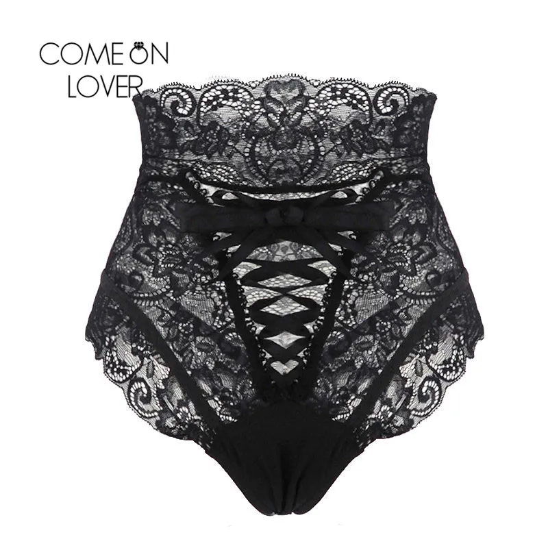 Comeonlover Culotte Femme Coton, высокая талия, кружевные трусики на бретелях, большие размеры, сексуальные кружевные женские трусы, нижнее белье, PJ5139