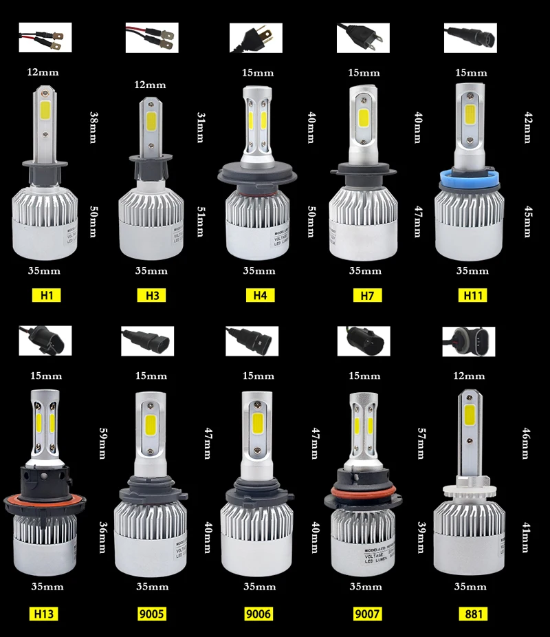 H27 светодиодный H3 H1 H7 H4 H11 HB4 H8 HB3 H27 9005 9006 H9 881 лампы фар автомобиля 72 W 8000LM светодиодный фонарь 6500 K автомобиль-Стайлинг DC12V