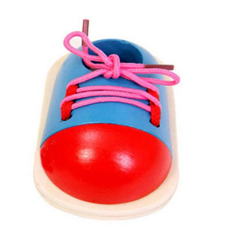  Educational Wooden Toys For Babies Montessori Teaching Aids Tie Shoelaces Training Fine Motor Skill - 33040613991