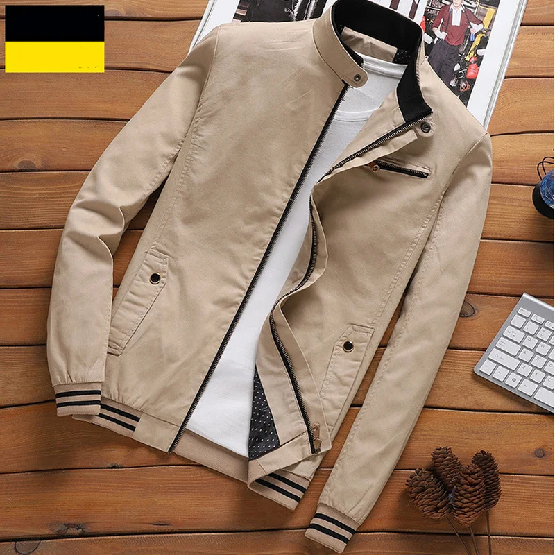 

Autumn and winter men's jacket collar collar windbreaker men's blue baseball jacket casual thin section high quality size M-4XL