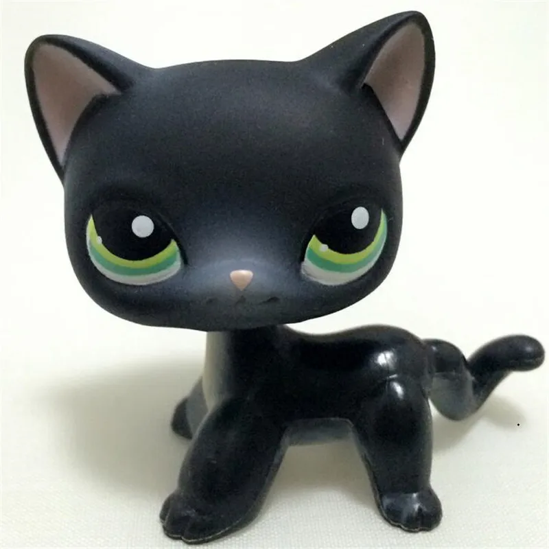 50 Lps настоящий редкий pet shop игрушки прекрасный Редкий черный Кот Голубые глаза белый розовый блеск котенок животные Детский подарок - Цвет: 50
