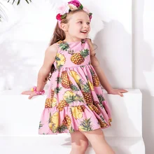 Обувь для девочек одежда платье принцессы с принтом ананаса халат pricesse sleeceless детские костюмы для Детские праздничные платья
