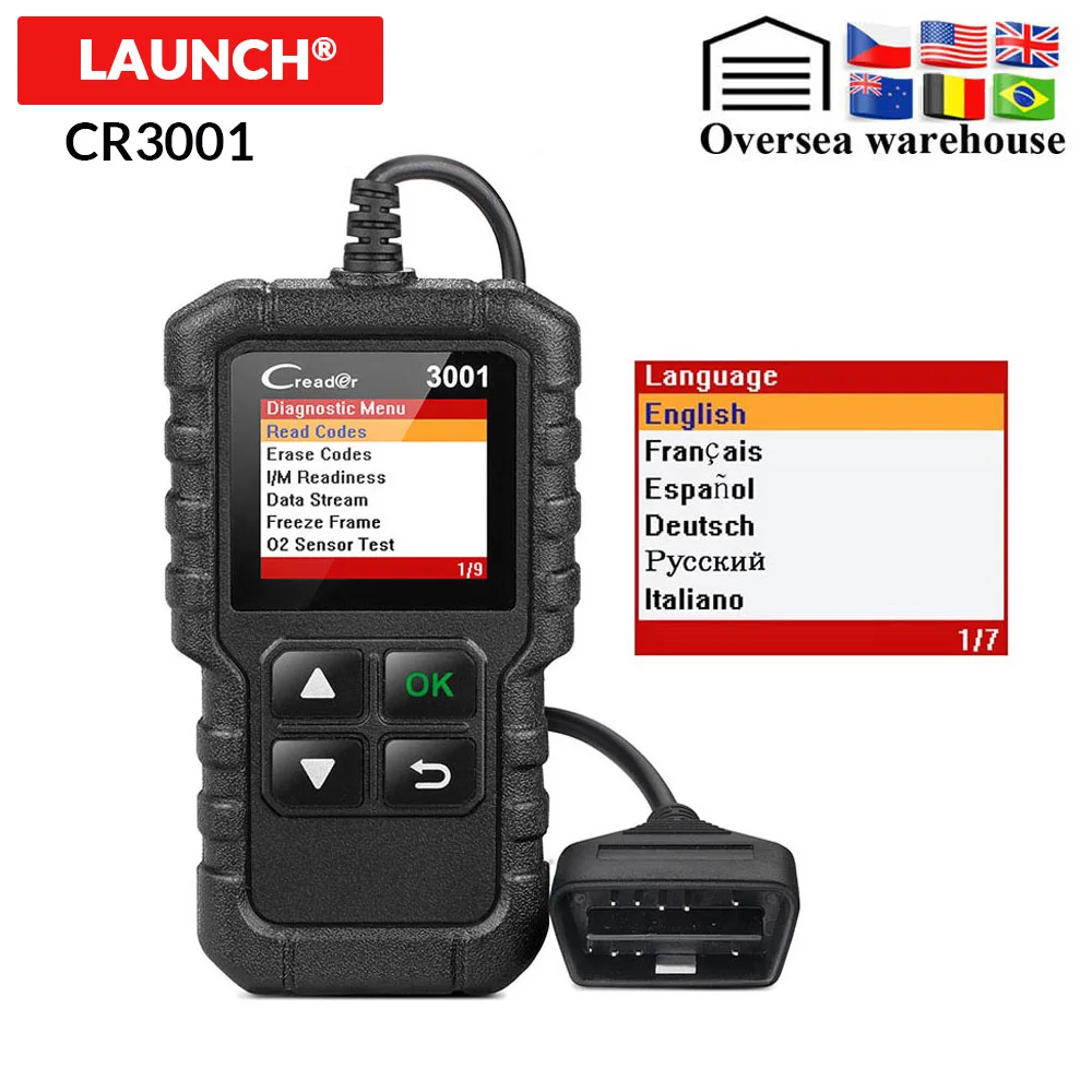 

Launch X431 CR3001 Auto Diagnostic Tool With EOBD/OBDII Functions OBD 2 Scaner Code Reader PK OM123 ELM327 V1.5