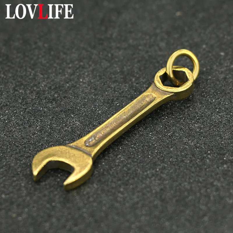 

Vinatge Solid Brass Wrench Key Chain Pendant Handmade Pure Copper Mini Spanner Keychains Pendants Motorcycle Car Tool Key Rings