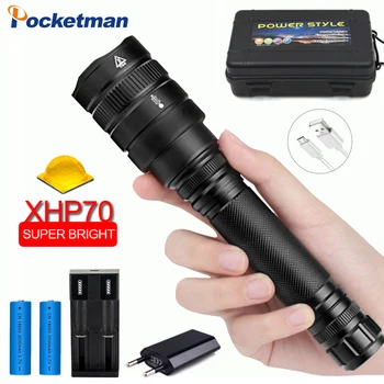 

7500LumensXLamp xhp70.2 most powerful led flashlight Zoom Waterproof xhp50 Torch 18650 or Rechargeable battery hunting lamp