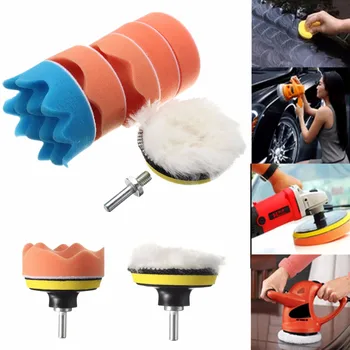 

7 Pcs/set 3 Inch Buffing Pad Auto Car Polishing Wheel Kit Buffer + Drill Adapter M14 Polisher Pad