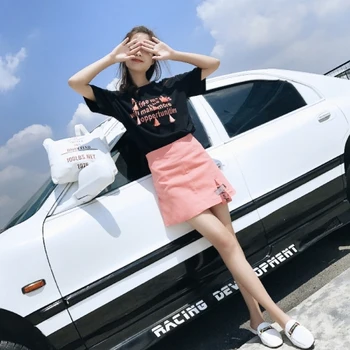 

Casual Women Skirt Set Pullover Print Short Sleeves Tops Mini Skirts Fashion 2 Piece Set Women Brief Women Sets Clothes