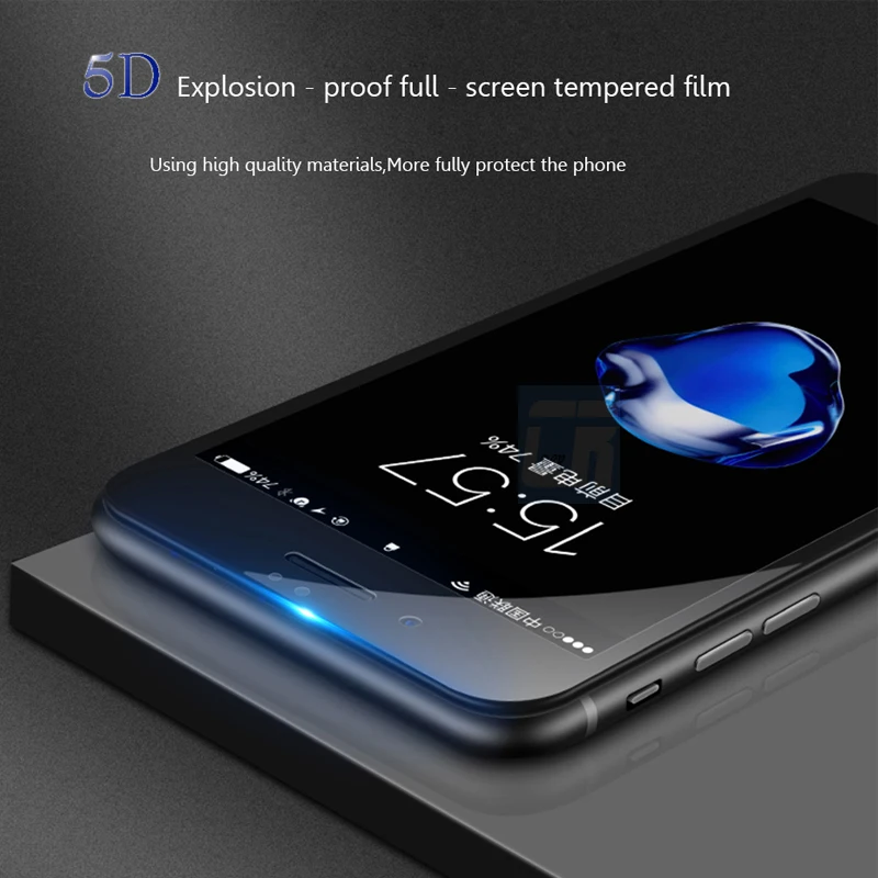 5D полное покрытие изогнутый край протектор экрана для iPhone X 8 7 Plus Защитное стекло 6