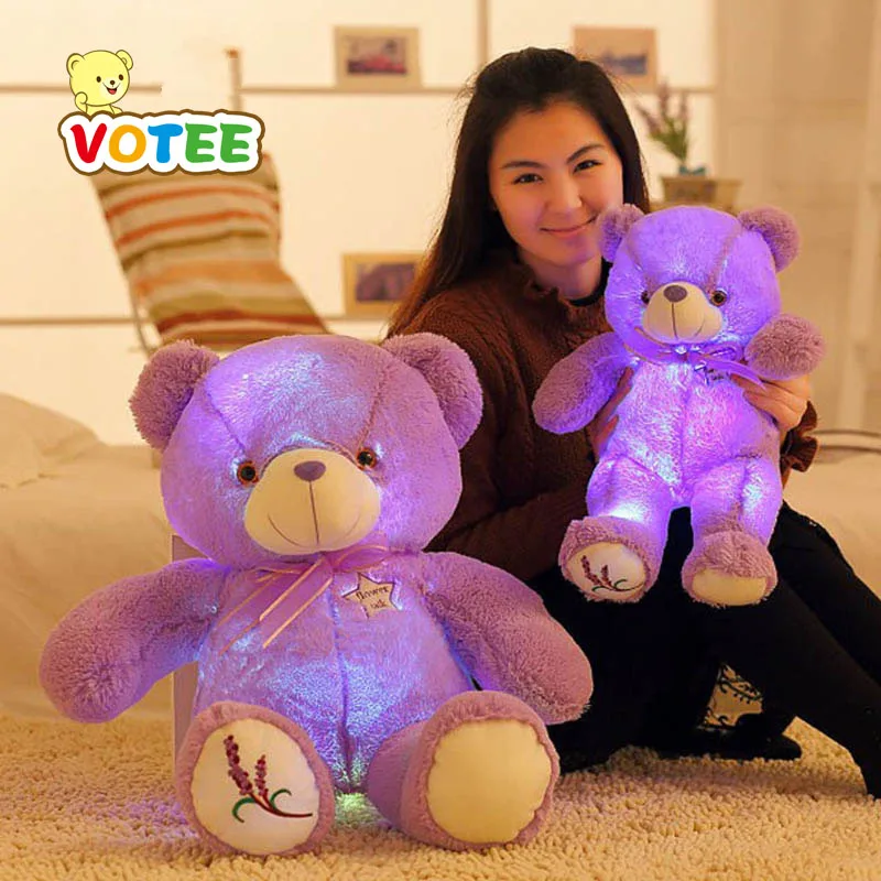 

Creative LED Lavender bear Purple glowing Teddy bear plush toy doll girls birthday gift 50cm VOTEE