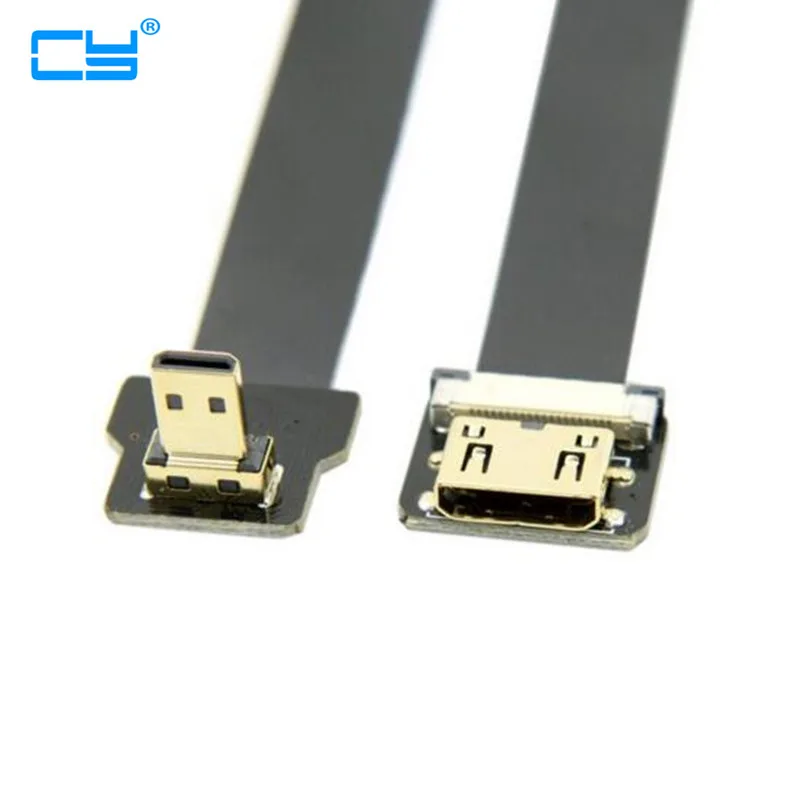 

5PCS FPV Micro HDMI Male Down Angled 90 Degree to Mini HDMI Female FPC Flat Cable for Multicopter Aerial Photography 0.2m/0.5m