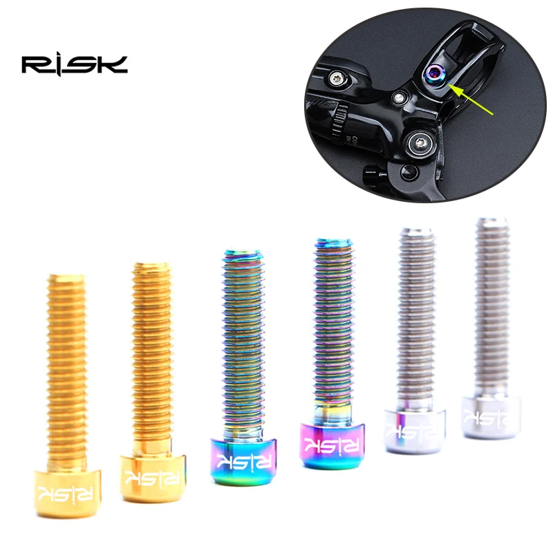 1pair RISK MTB Brake Lever Bolts Ti Titanium Alloy M5x25mm Screws Cycling Parts