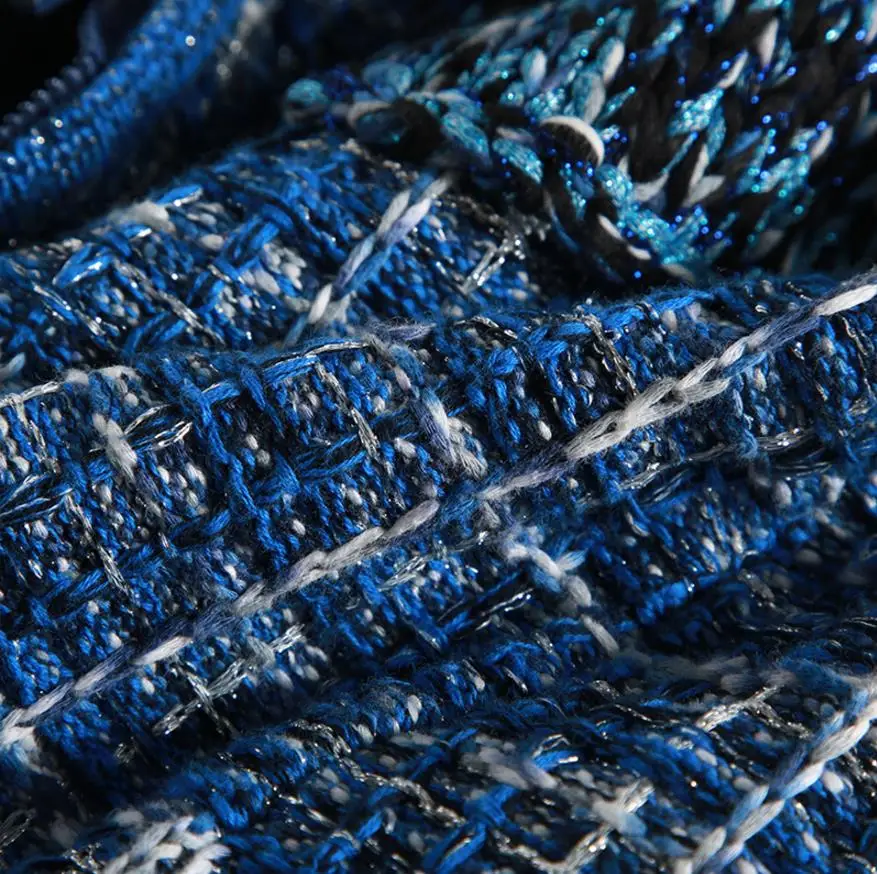 Новинка, Зимняя шерстяная вязаная винтажная юбка для женщин, прямые тянущиеся Облегающие юбки синего цвета в полоску