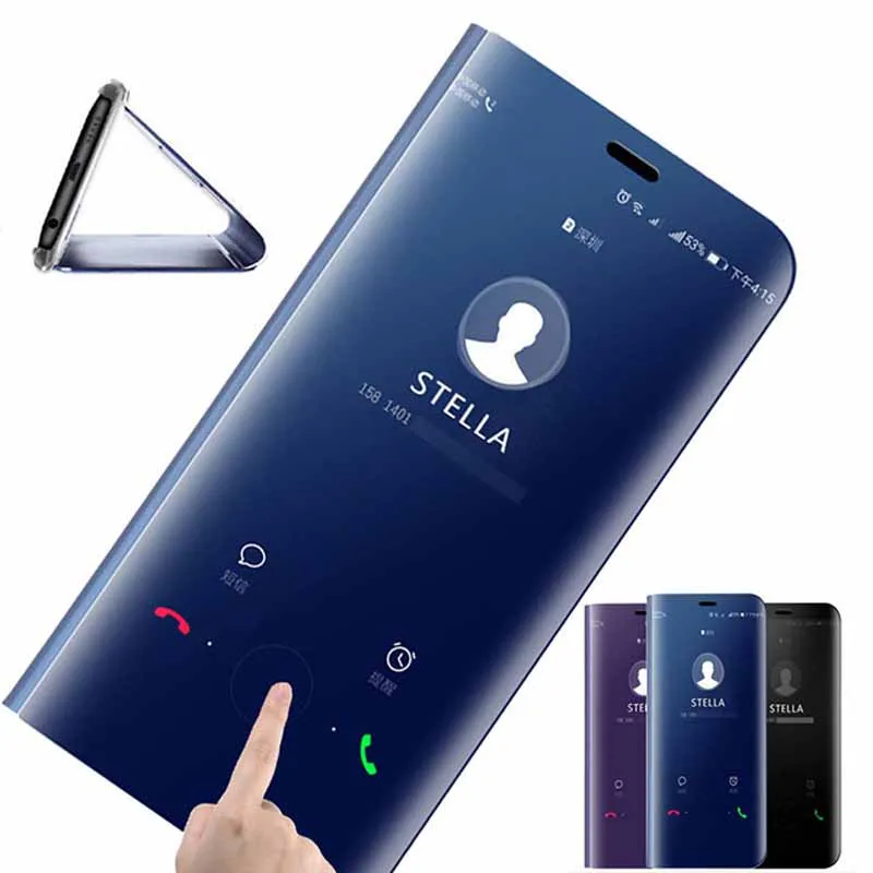 

For Samsung A8 A7 A6 A5 A3 Case Clear View Mirror Smart Stand Cover for Samsung Galaxy A50 A30 A40 A6 A8 Plus A7 2018 M10 M20