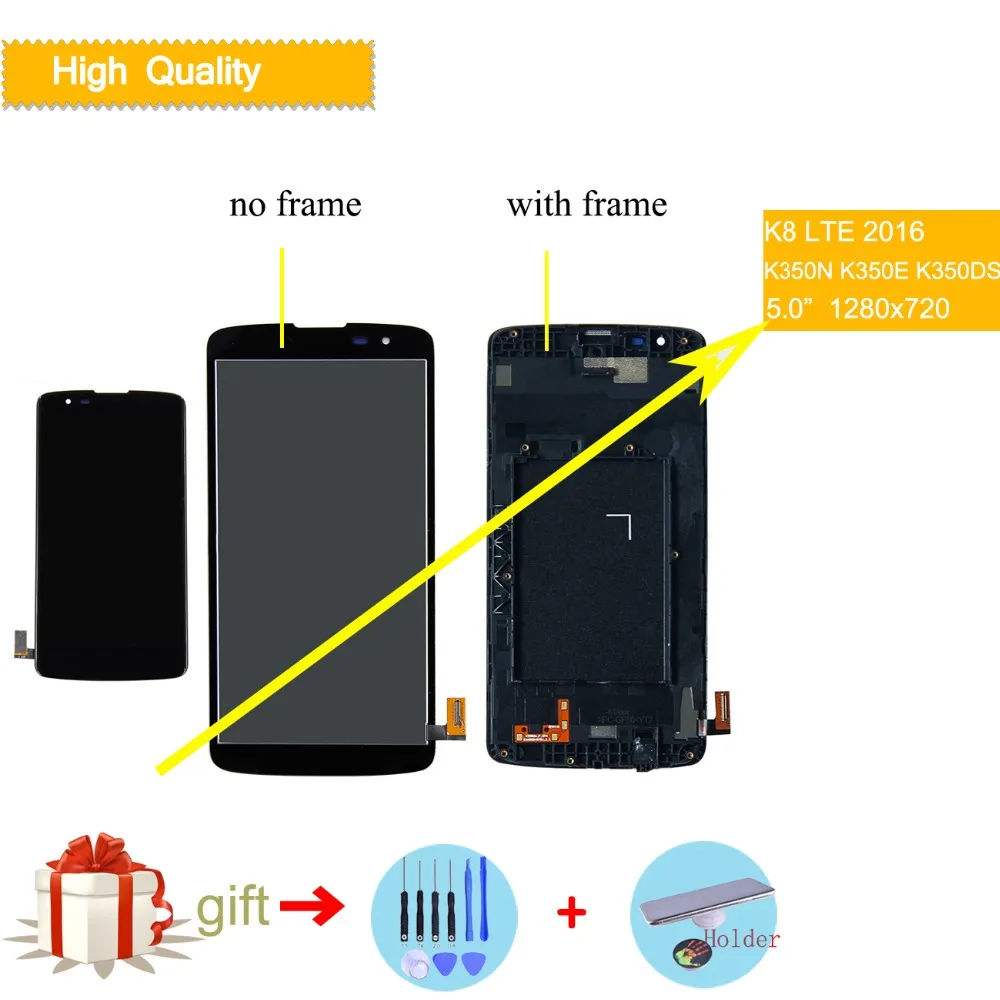 

For LG K8 2016 Original LCD LTE K350N K350E K350DS LCD Display Touch Screen Digitizer Assembly With Frame for K8 lcd complete
