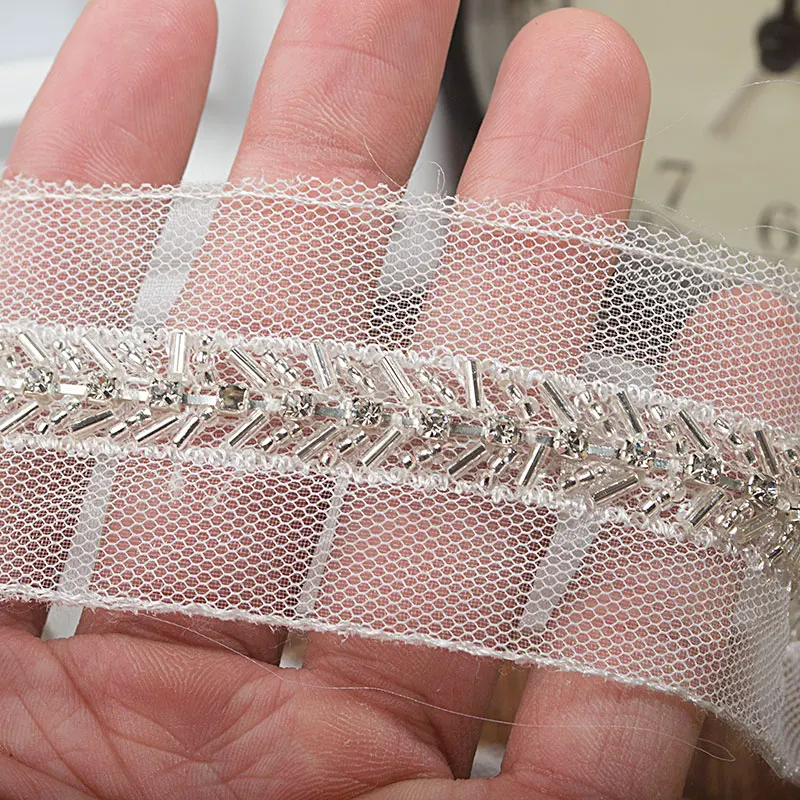 

Handmade Beaded Lace Trim DIY Handmade Material Garment Accessories Decorative Collar Pearl Lace