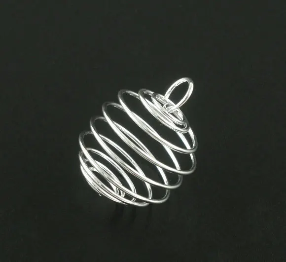 

LASPERAL 20PCs Silver Color Cages Spring End Caps For Jewelry Making Supplies DIY Pendants Findings 25x20mm